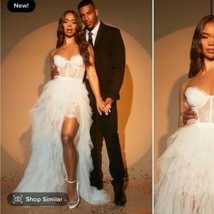 Never worn- Fashion Nova off white tulle Maxi dress XL